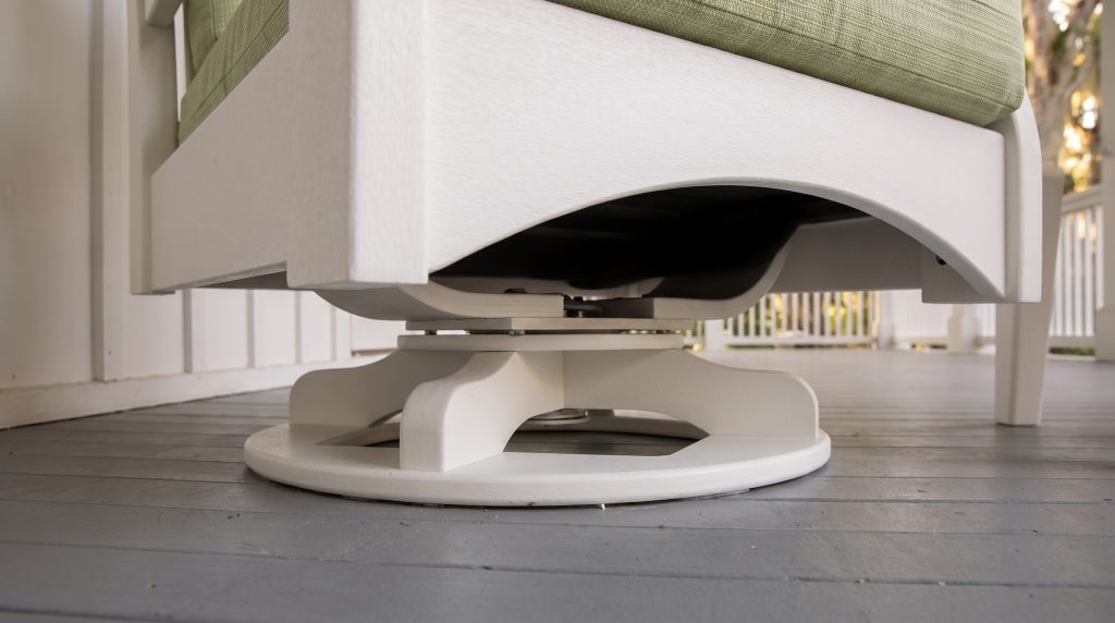 Swivel base: The round white base that turns and glides.