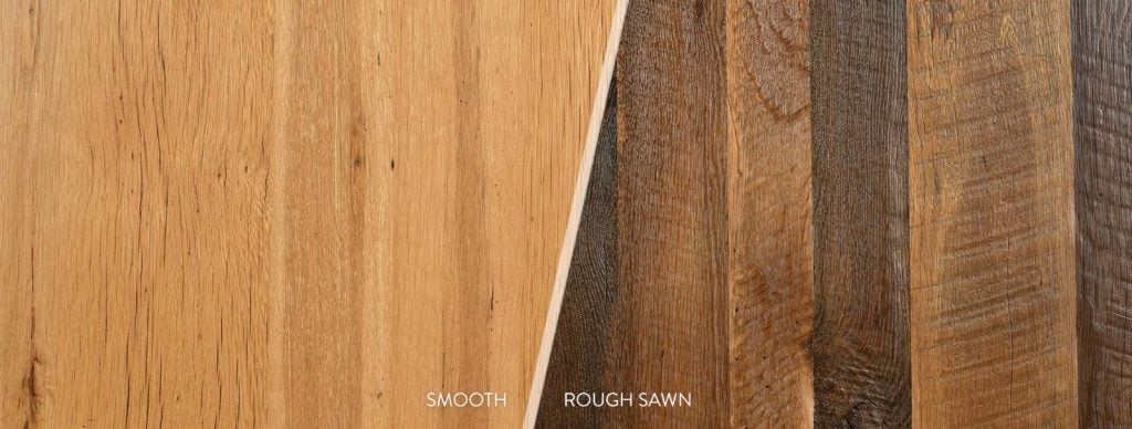 Reclaimed barnwood rough sawn and smooth grain comparison