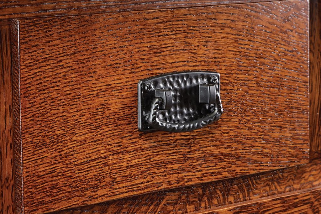 Amish furniture drawer hardware in black nickel