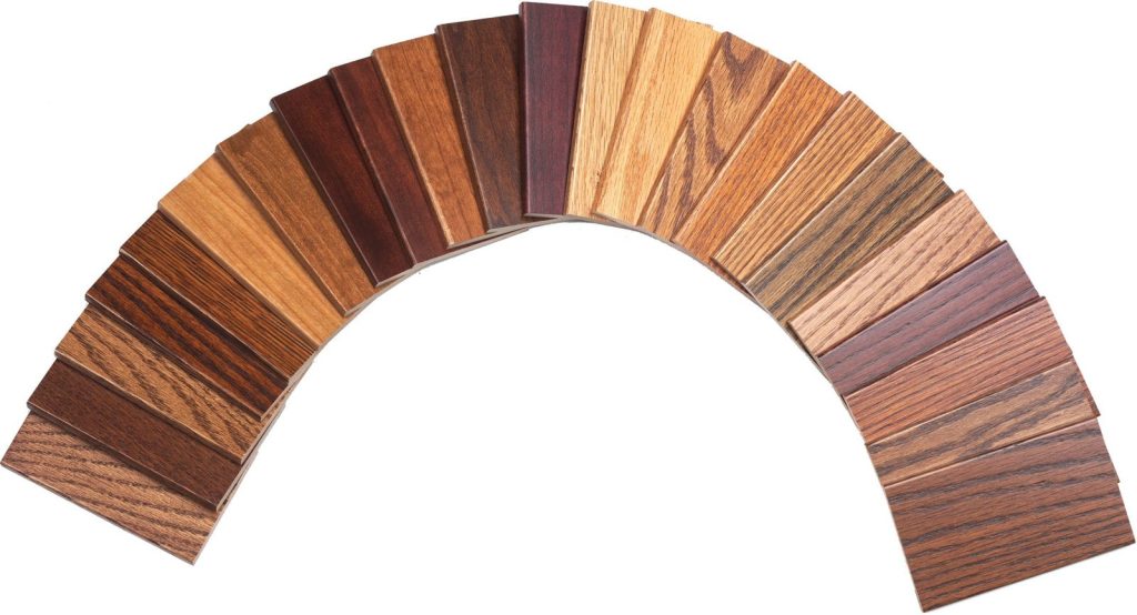 Amish wood furniture finish and stain samples