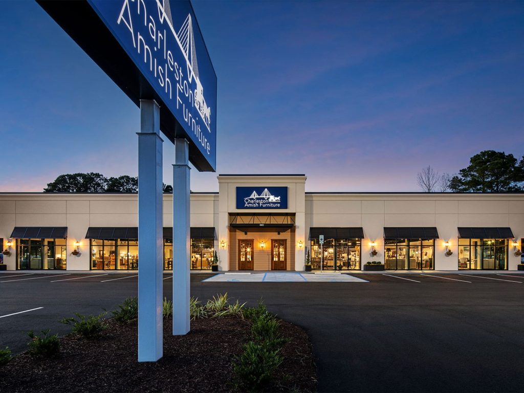 The Charleston Amish Furniture showroom exterior on Sam Rittenberg Boulevard